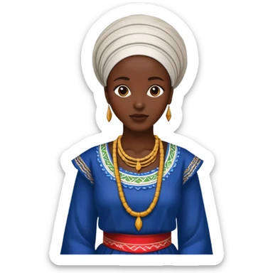 African woman standing by the riverside, traditional clothing sticker