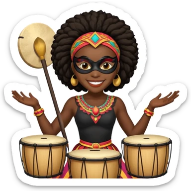 Masked Festival Drummer black woman sticker