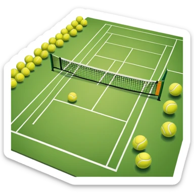 Hotel tennis court with tennis balls sticker