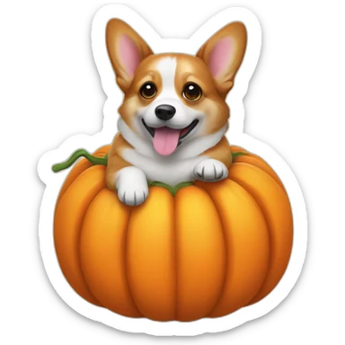 Corgi in a pumpkin costume sticker