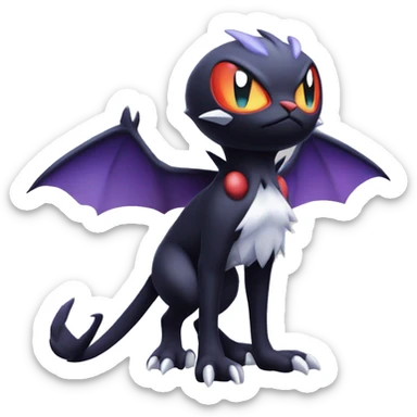 Edgy Cool Kawaii Litten-Noivern-Noibat-Absol-Pokémon Full Body sticker
