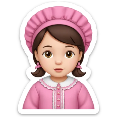 brunette baby girl traditional pink dutch clothes sticker