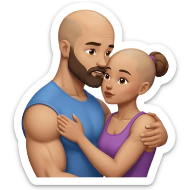 Beautiful light brown making out her muscular bald beard husband sticker