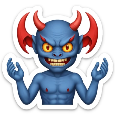 A demon with 2 hands 1 is holding 9 and the other 1 is holding 11 sticker