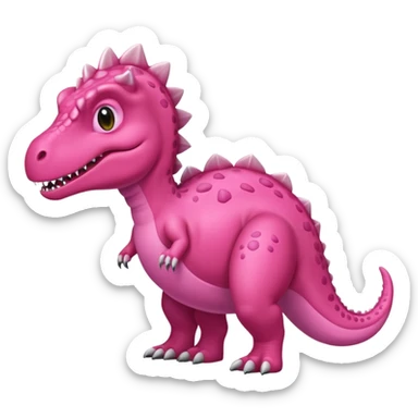 Crea un emoji de un dinosaurio de color rosa, que sea como este 🦖, que sea un tiranosuarus rex sticker