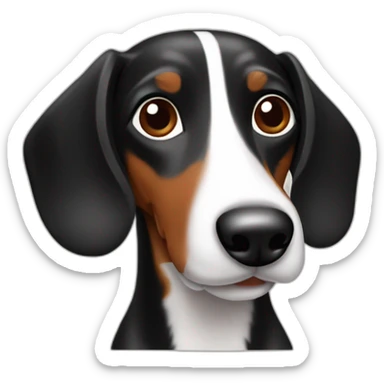 Black white and brown Wiener dog sticker