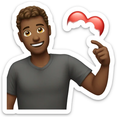 A guy having heart in his hand sticker