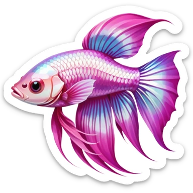 pink and white betta fish swimming upward sticker