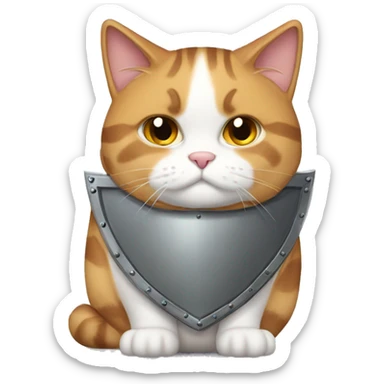 Fat calico cat with a shield  sticker
