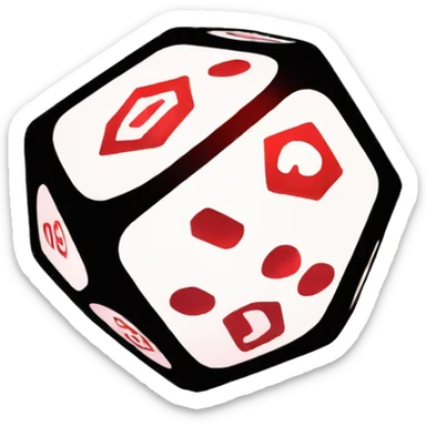 D20 dice black with red numbers glowing sticker