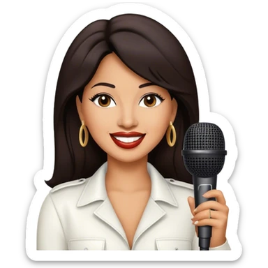 Selena￼ Quintanilla with a microphone sticker