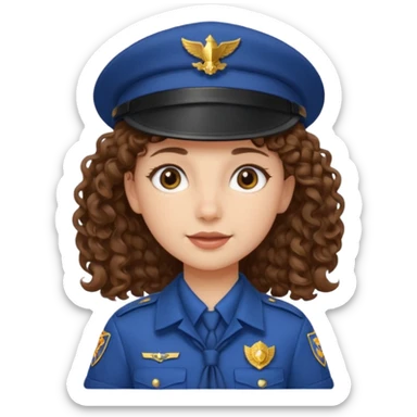 scout girl with curly hair and uniform and hat sticker