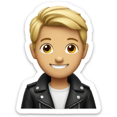 smiling boy in leather jacket sticker