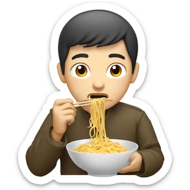 chinese man eating noodles sticker