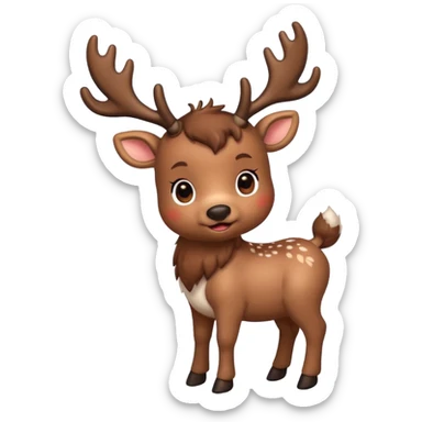 reindeer baby  cute, full body , gifts stuck in horns sticker