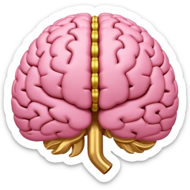 A pink brain with elegant golden details and accents. In the center of the brain type "1 EU" sticker