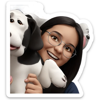 girl smiling with pet animal sticker