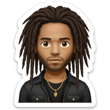 Lenny Kravitz with dark brown long dreadlocks sticker