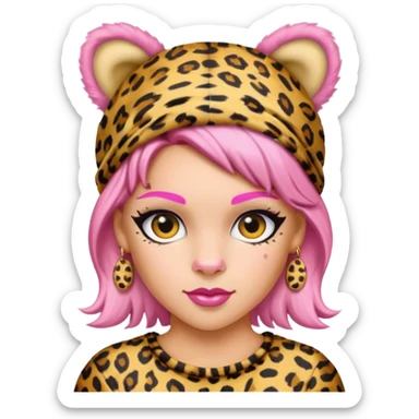 P!nk in leopard costumes with leopard headband sticker