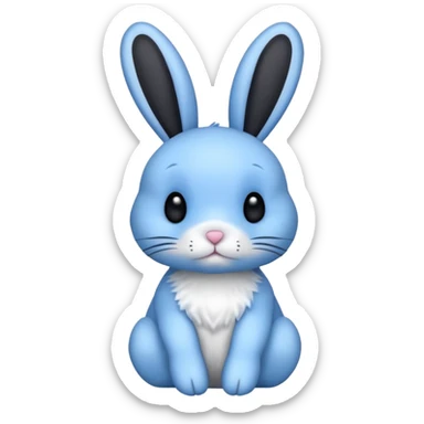 A blue bunny with big black polka dots around the bunnies body sticker