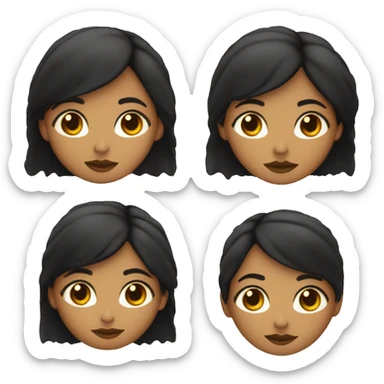 Mujer con pelo negro, media melena, ojos rasgados y piel morena sticker