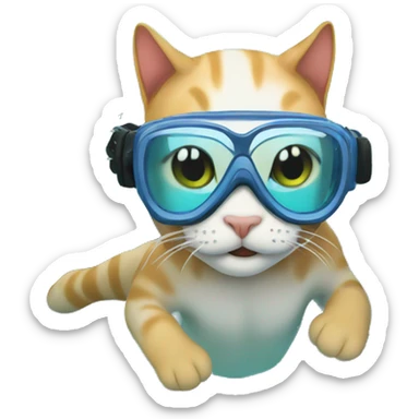 cat snorkeling sticker