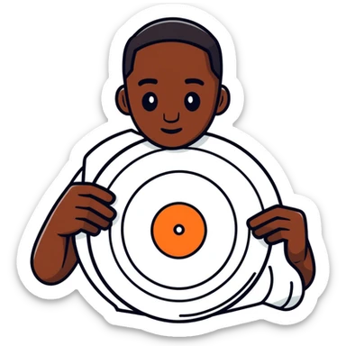 Dark toned emoji hand scratching record album sticker