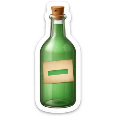 green old  glass bottle with a paper message inside like in movie  sticker