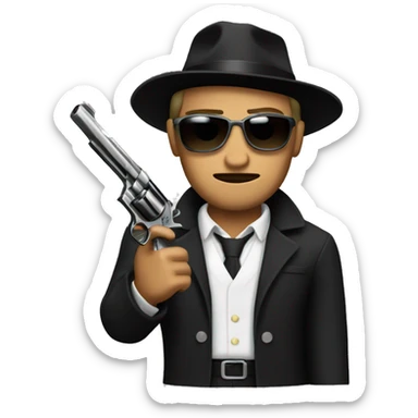 mafia member with revolver sticker