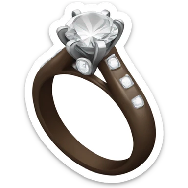 Engagement ring on dark brown hand sticker