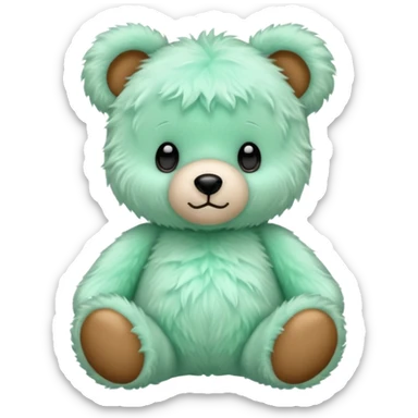 Mint green realistic teddy bear sticker