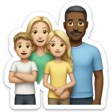 white Family with 3 kids : 1 girl and 2 boys sticker