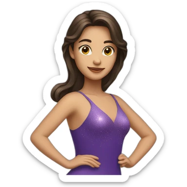 brunette with long hair, brown eyes, who dances ballroom dancing sticker