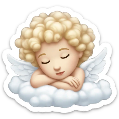 Realistic Photo of pale cupid asleep lying on a cloud sticker