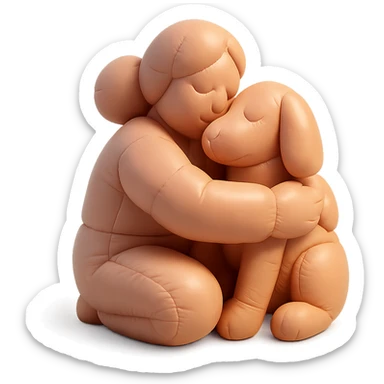 Woman hugging dog sticker