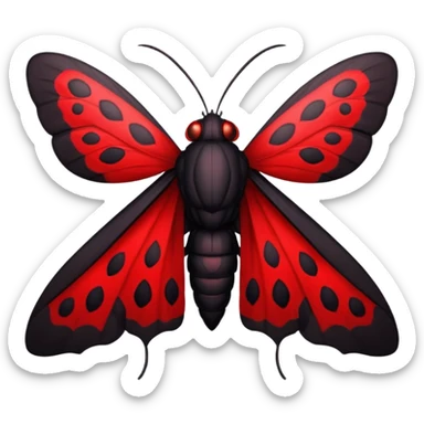 A sexy black and red moth with glowing red eyes sticker