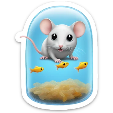 transparent conputer mouse with fishes inside  sticker