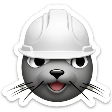 Seal with hard hat and chaiin wth symbol sticker