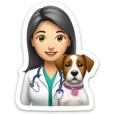 Mujer veterinaria con perro sticker