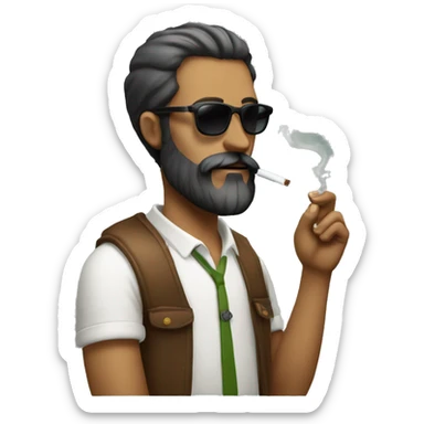 man with beard, smoking a ciggarette, wearing sunglasses, looks italian sticker