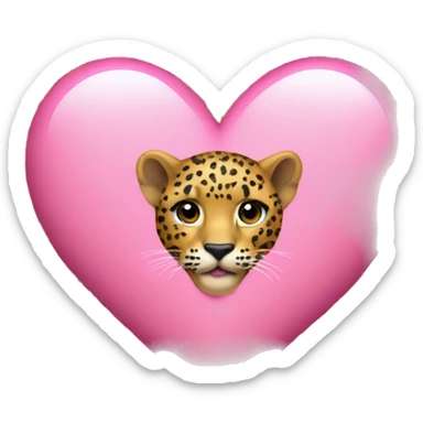 Pink heart with another heart inside that is leopard print sticker