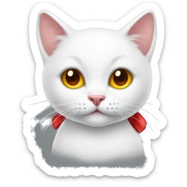 White kitty with red bow and yellow nose sticker
