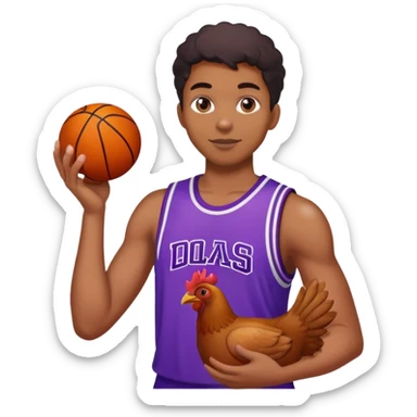 Black person with a basket ball and chicken in its hand when he’s drinking purple kool aid sticker