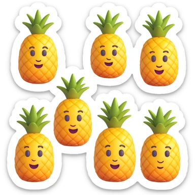 3D emoji style, realistic and vivid pineapple icon without eyes, nose, or mouth, no background sticker