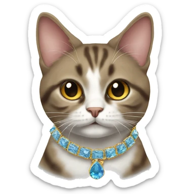 Ruch cat wearing a jewlery sticker