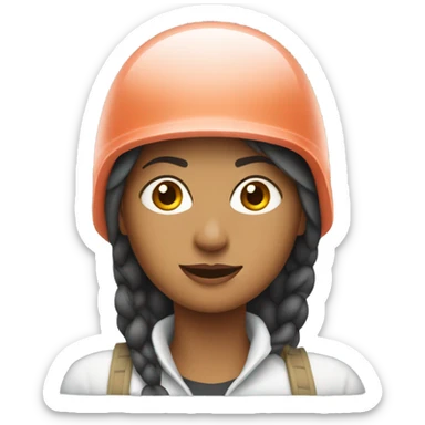 Woman in toboggan in helmet  sticker