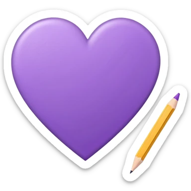paper with empty Hand drawn purple heart contour  with pencil sticker