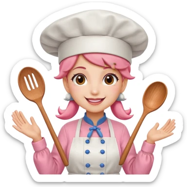 Pink chef princess peach sticker
