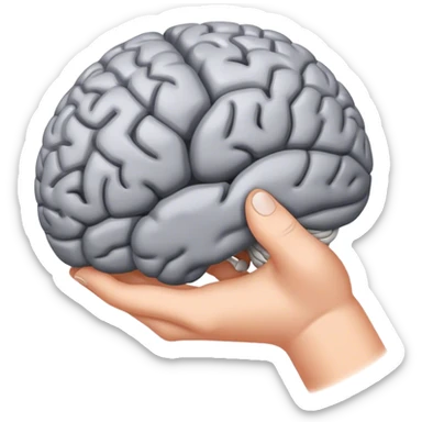hand squeezing a brain sticker