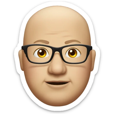 Fat man with a bald head and glasses  sticker